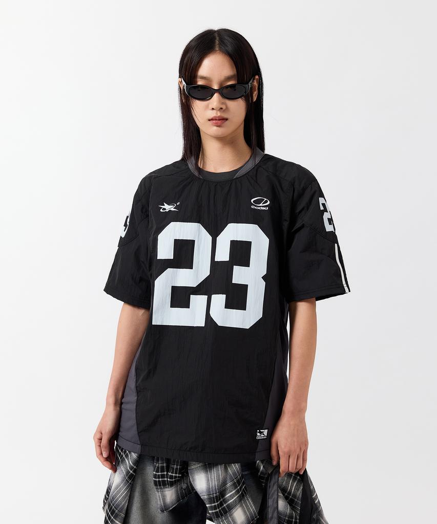 ODDSTUDIO Sporty Nylon Football Oversized T-Shirt - Black