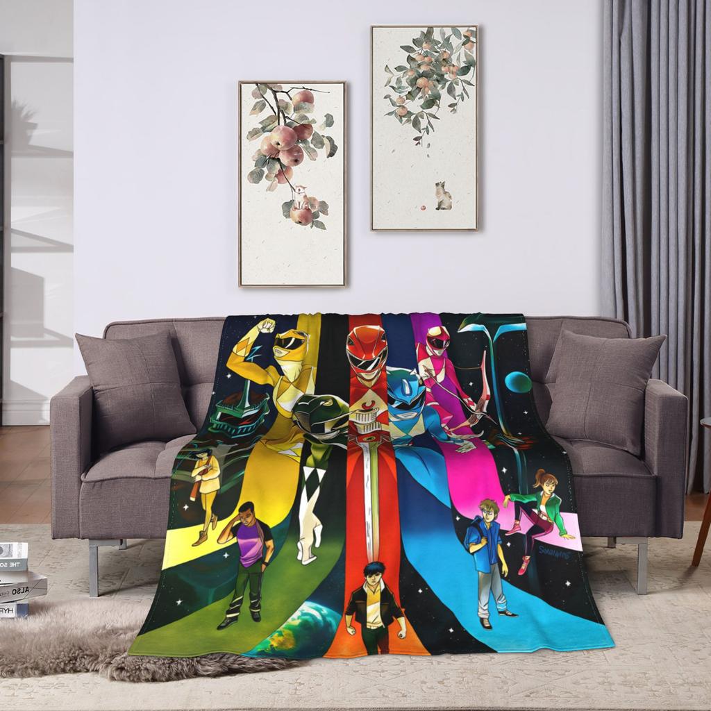 M-Mighty Morphin Soft Blankets  Cartoon P-Power Rangers Airplane Travel Plush Throw Blanket Flannel Bedspread Sofa Bed Cover