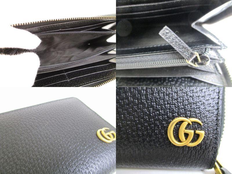 Auth GUCCI Marmont GG Black Leather Round Zip Long Wallet #9800  Refurbished