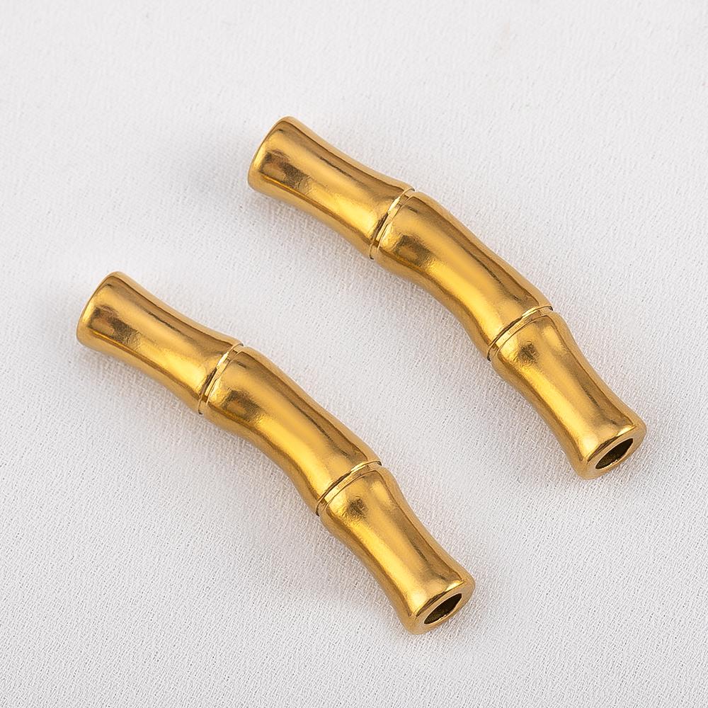 2pcs 5pcs Stainless Steel Connector Curved Slub Tube Jewelry Making Gold Color Straight Beads Bracelet Necklace Jewelry Finding