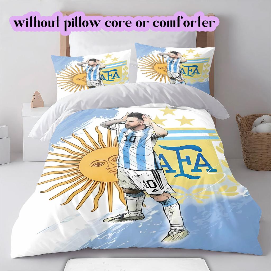Biancheria da letto con motivo calcistico AFA, Set copripiumino Copripiumino Federa Regalo di Compleanno per la Casa (1*copripiumino+2*federe,senza imbottitura)