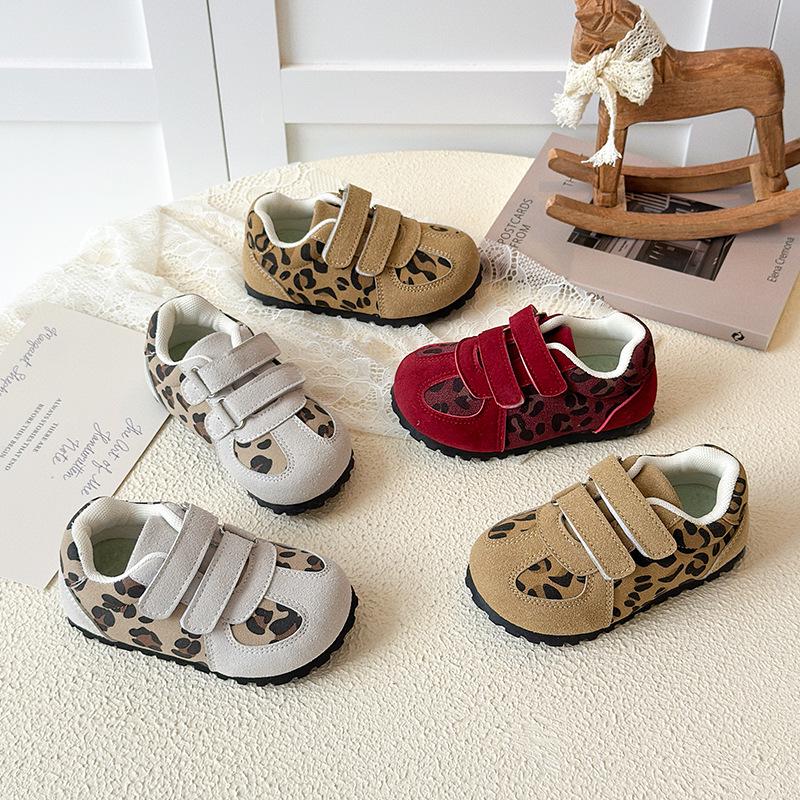 2025 Autumn Leopard Print Retro Velcro Sneakers for Girls - Trendy Cortez Design