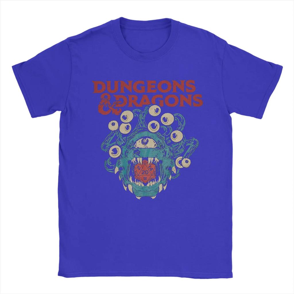 Men's T-Shirts Dungeon Dragon DnD Vintage 100% Cotton Tee Shirt Short Sleeve T Shirts Crew Neck Short Sleeves Plus Size Loose