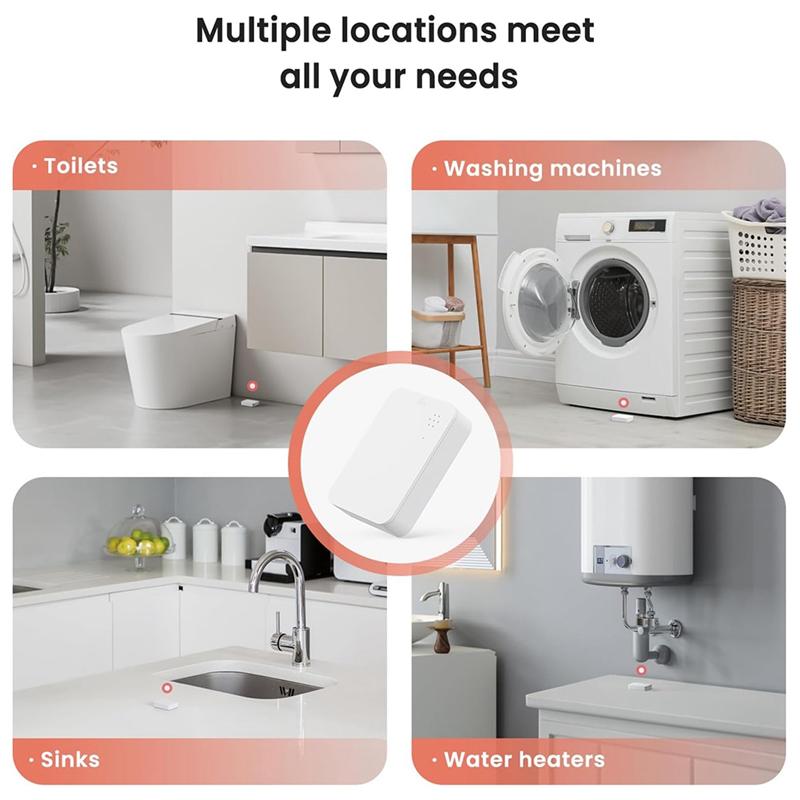 ABBY-Zigbee Water Leak Detector 2.4Ghz Water Sensor Alarm, Alarm Wireless Water Leak Sensor For Basement, Kitchen, Bathroom белый
