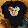Funny Summer Disney Villains Printed Women T Shirts Round Neck Y2k Clothes Cartoon Graphic T Shirts 90s Female Tops Tees