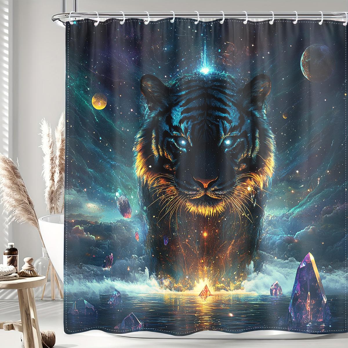 

1Pc Exquisite And Fierce Tiger Themed Digital Printed Shower Curtain, Made Of Polyester Fabric With Hooks, Bathroom Accessories, W60H190(CM)-1 Pcs