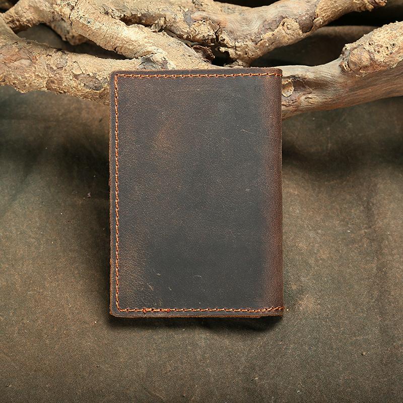 Super Thick Retro Pickup Bag, Hand-Embossed Id Bag, Simple Two-Fold First-Layer Leather Bank Card Change Bag