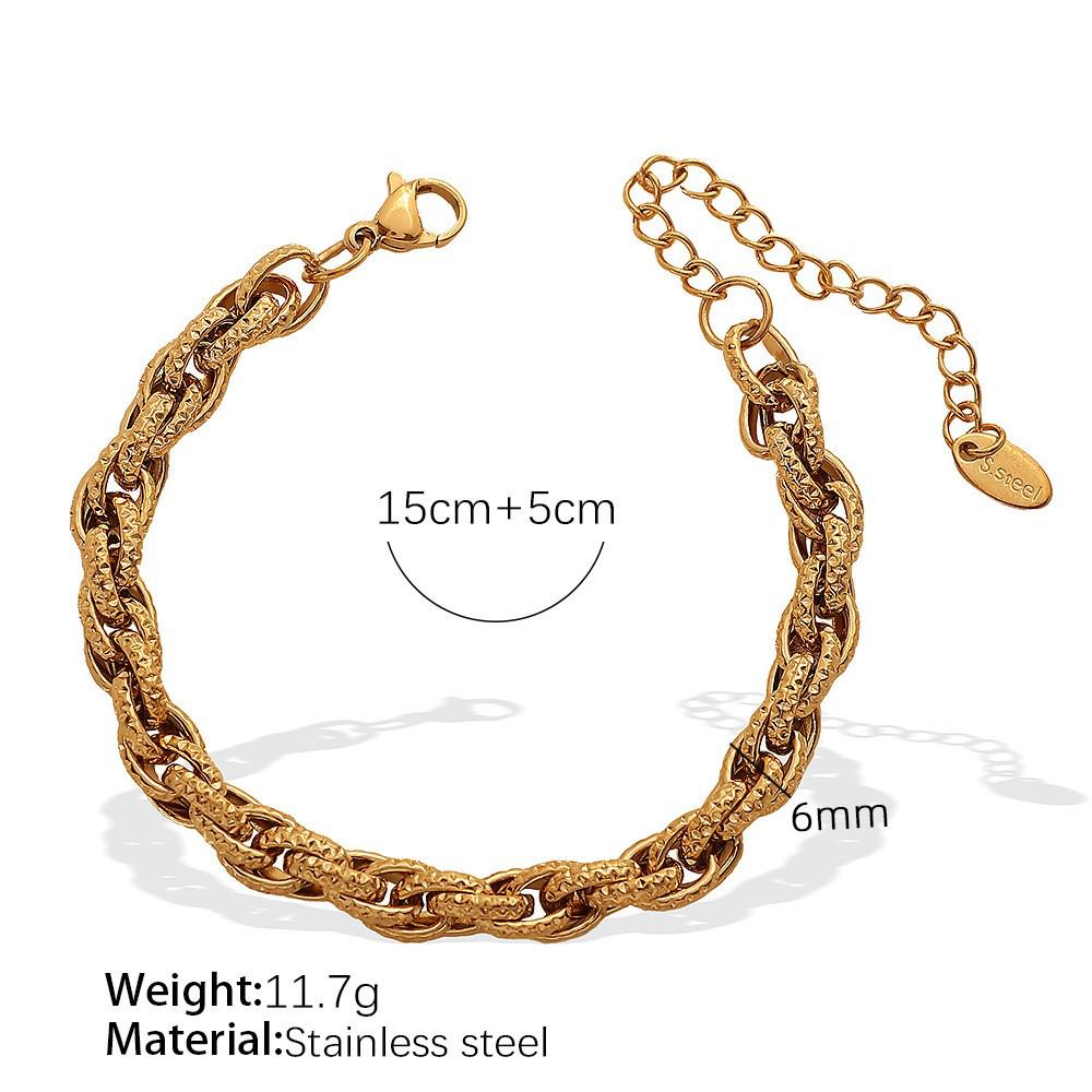 Trendy Embossed O-Chain Stainless Steel Bracelet - Simple, Fashionable Unisex Jewelry