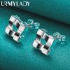 925 Sterling Silver Square Stud Earrings For Women Wedding Party Charm Jewelry