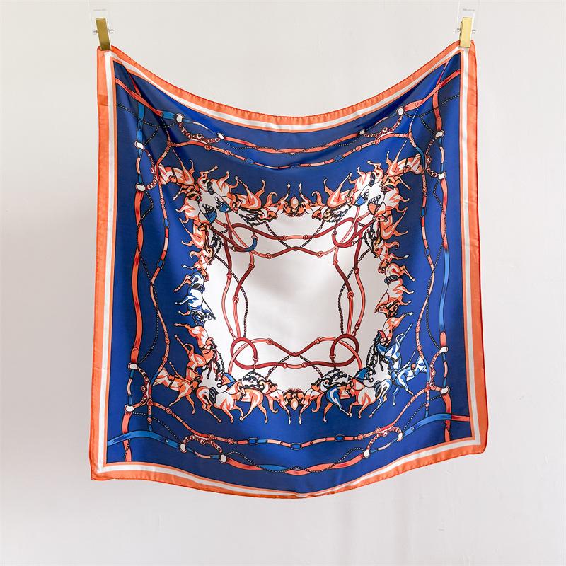 Casual Horse Simulation Silk High-end Square Scarf Silk Scarf Printed Shawl Decorative Scarf Sunscreen Scarf Headscarf Scarf