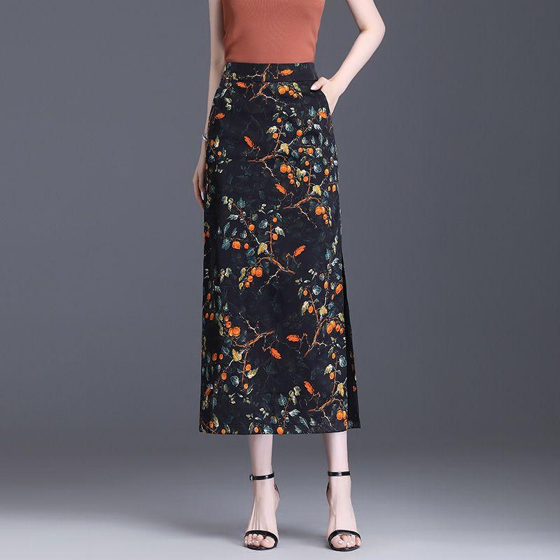 

Юбка с цветочным принтом и сумкой на бедрах, юбка на половину тела, женская юбка, маленькая юбка, летние цвета, длинная юбка на один шаг 3XL