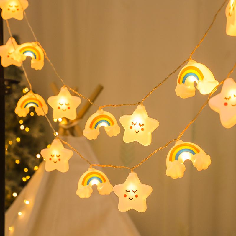 Creative LED Rainbow Star String Lights - Cloud Design for Kids' Rooms, Courtyard Decor, and Tent Atmosphere