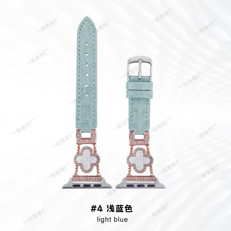 Four-leaf clover leather strap for Apple Watch iwatch 10th generation 98765 watch strap fashion ladies wholesale