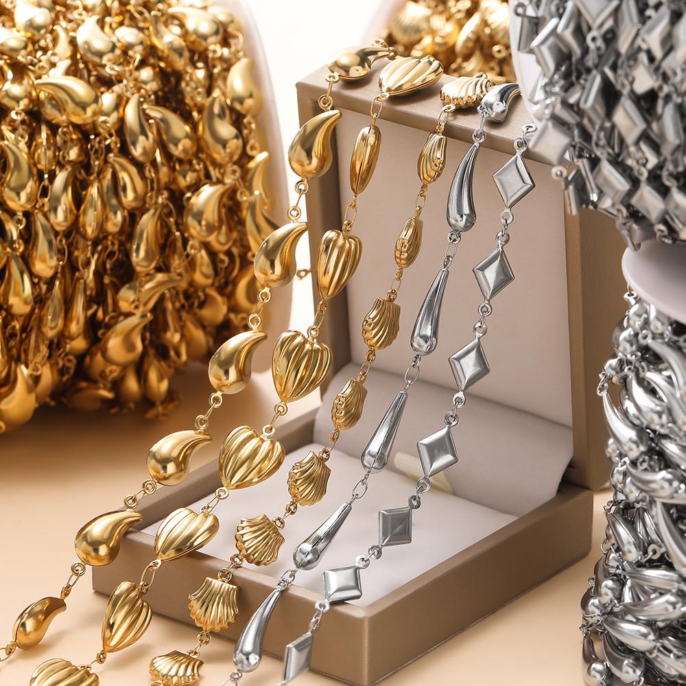 1m Stainless Steel Gold Handmade Chain Multiple Shapes Chains for DIY Necklace Bracelet Waist Chain Choker Jewelry Making Chain