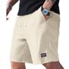 Herren Waffelstrick Kordelzug Taille Freizeitshorts Kleines Etikett Einfarbig Sport Shorts