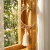 With Tassels Moon Star Hollow Mesh Wall Decor Handmade Wooden Handicraft Pendant  Home Decoration
