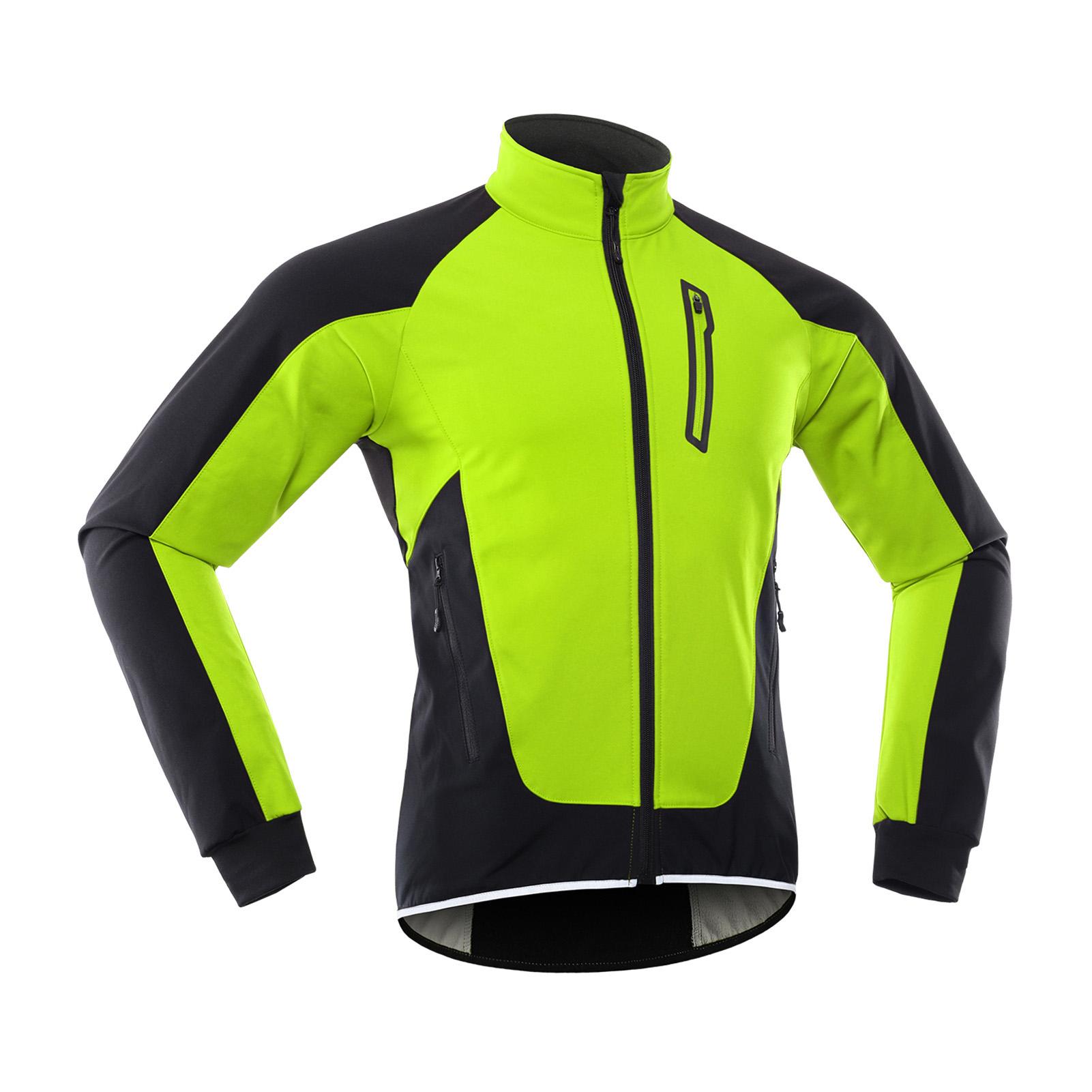 

Men Cycle Jacket Waterproof Windproof Thermal Fleece Bike Jersey MTB Bicycle Riding Running Autumn Winter Jacket Coat L зелений