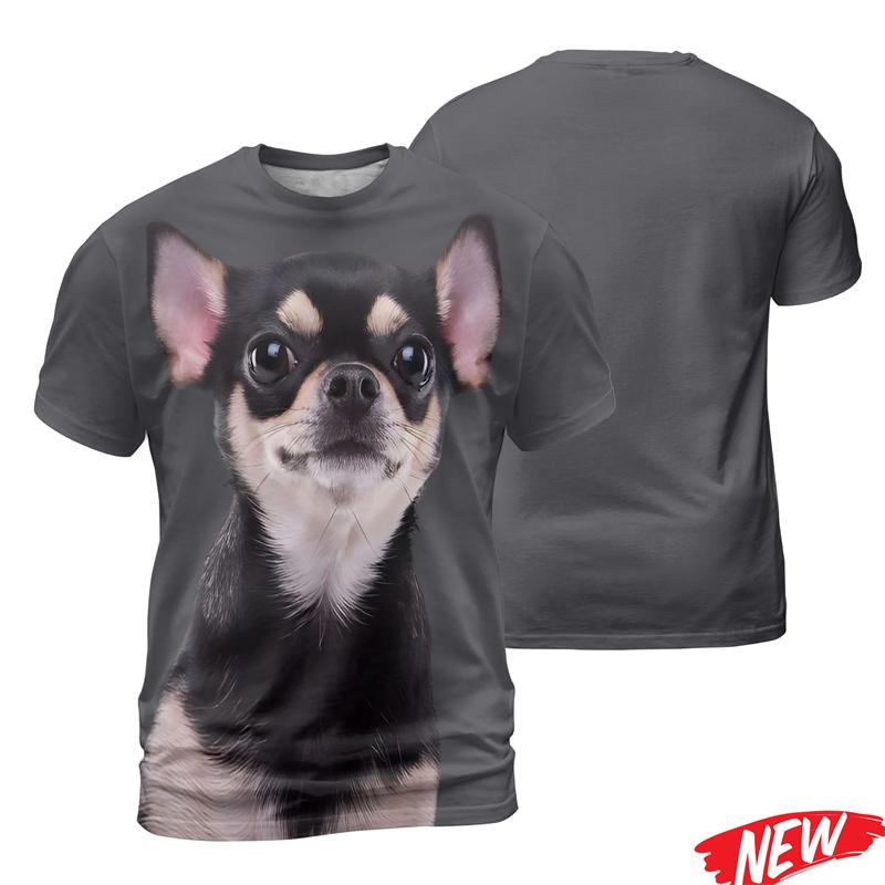 

Cute 3D Printing Dog Tshirt For Men Chihuahua Pattern Short Sleeve XXS