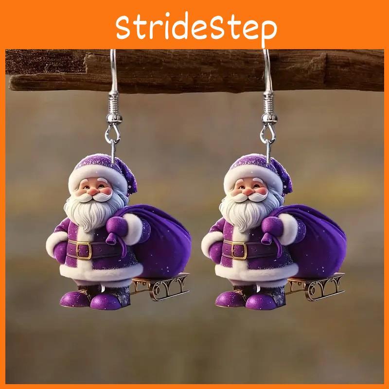 Christmas Character Acrylic Earrings With Silver Needle For Holiday Style