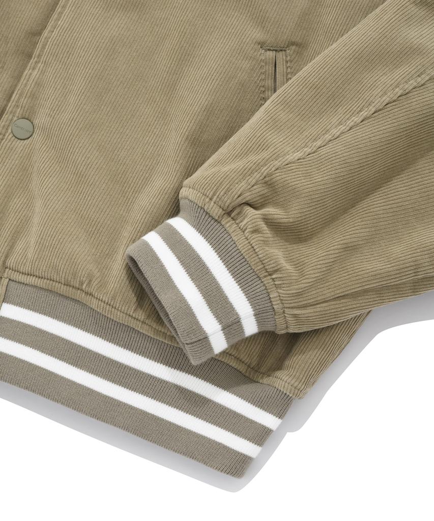COVERNAT Preppy Corduroy Varsity Jacket Beige