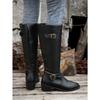 Pointed Buckle Knight Boots Winter 2025 New Plus Size Vintage Block Heel Boots