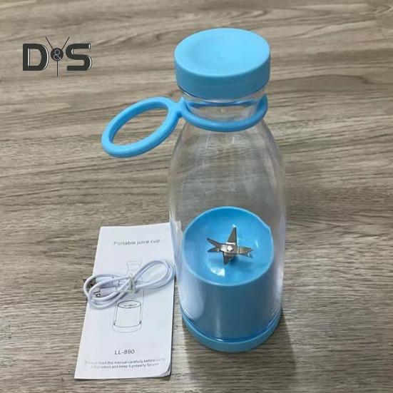 Electric Juicer Cup 380ml Rechargeable Smoothie Maker with 6 Blades BPA-Free Travel Bottle for Ice Fruit Veggie Portable Blender Home/Outdoor Use