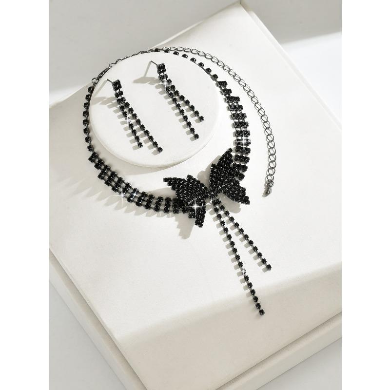 Wedding Butterfly Necklace Earrings, Bridal Accessories, Banquet Jewelry Set, One Piece Will Be Sent on Behalf of You.