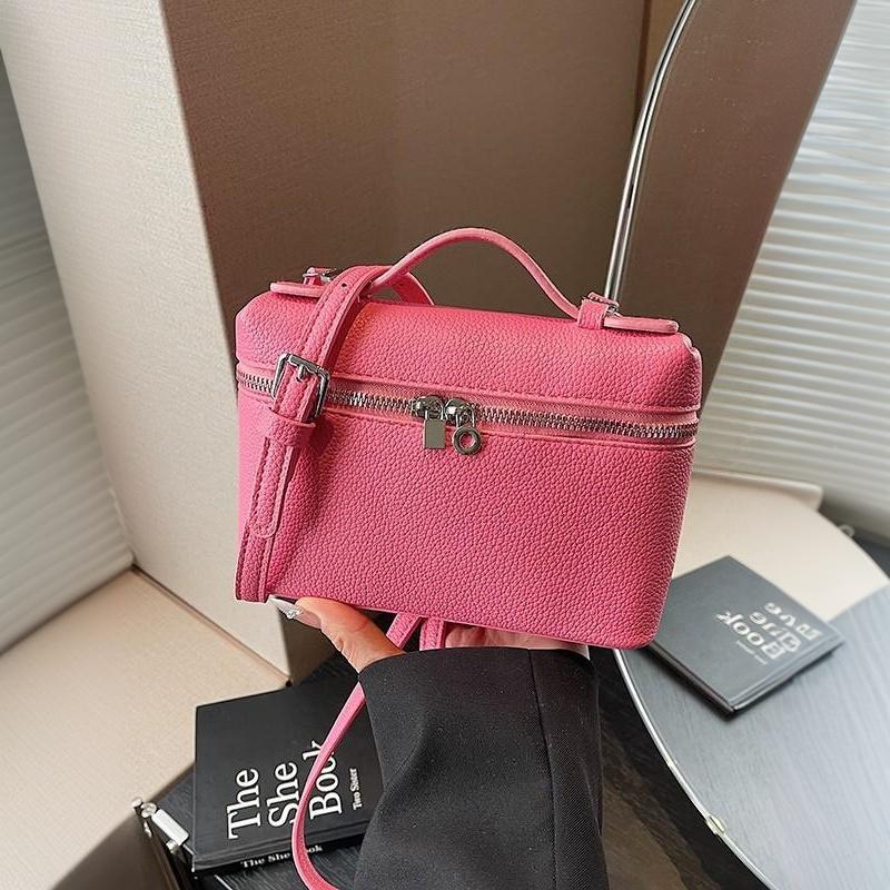 Chic Lychee Grain Women Lunch Tote Bag Insulated Shoulder Crossbody Handheld Bag for Commute Office Food Storage