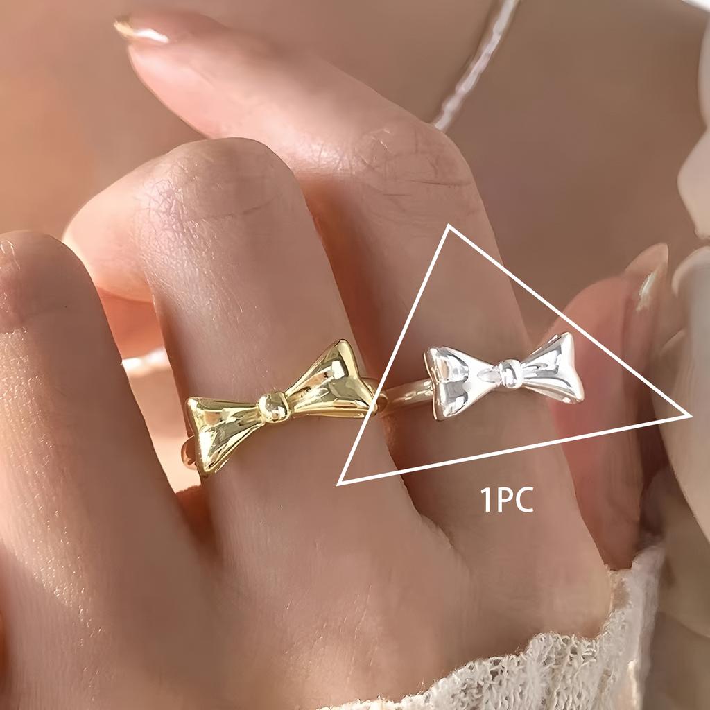 PANJBJ 925 Silver Bowknot Ring for Women Minimalism Irregular Sweet Design Sweet Adjustable Finger Jewelry Party Gift Dropship
