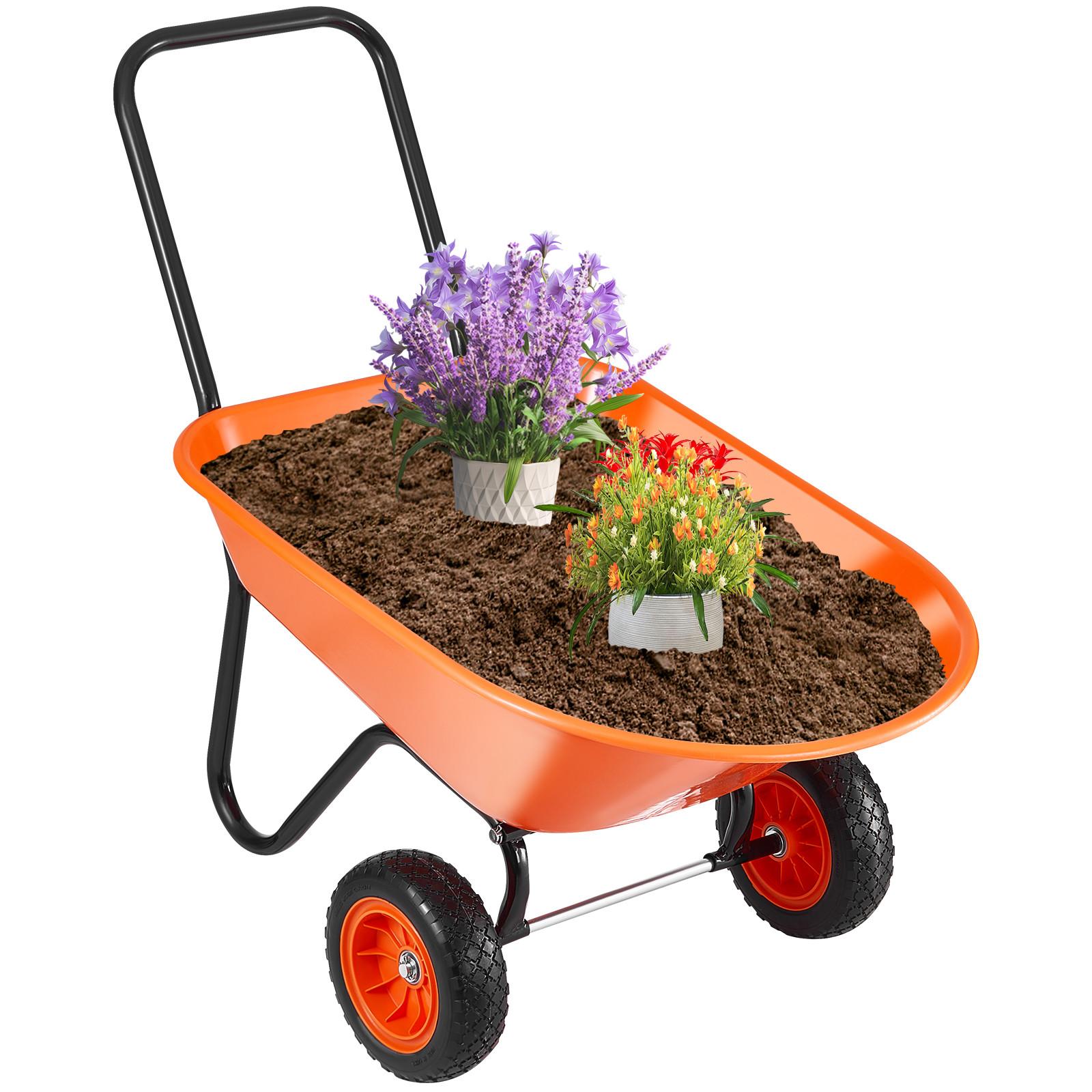 Wheelbarrow Cart 2 Wheels Garden Dump Cart 397 lbs Yard Utility Cart Dimensions4 оранжевый