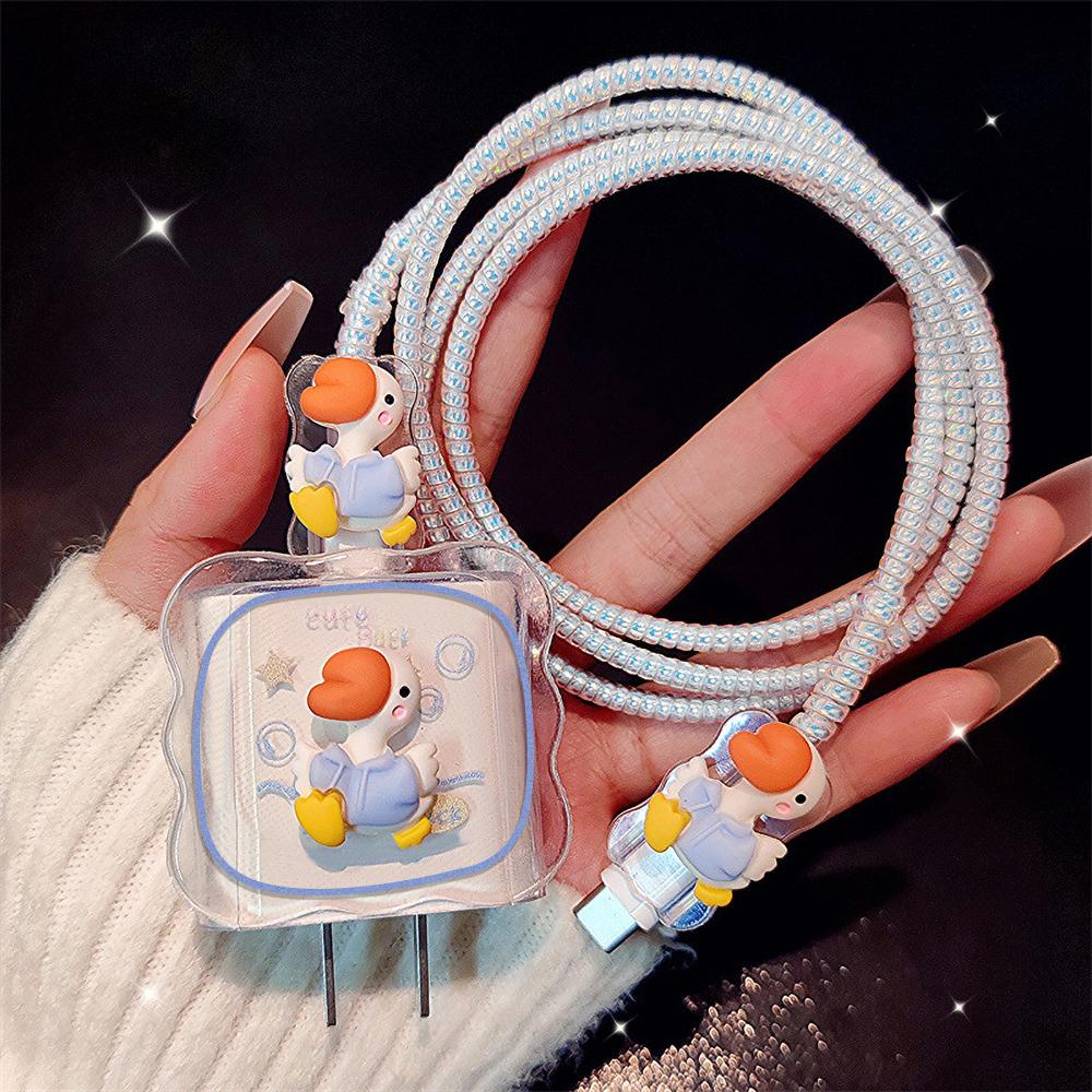 Geeignet für Apple Datenkabel Schutzhülle Ladegerät 20W Schnellladung bruchsicher Kabelaufwickler Niedliches Blume Tier Fortgeschritten