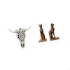 Tribal Bull Head Sculpture Wall Hanging Art And Cat Statues Decorative Figurines Bookends for Office