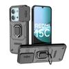 Xiaomi Redmi 15C (173.16*81.07mm) Phone Case, with Slide Camera Cover,Rotated Ring Kickstand Military Grade Shockproof Protective Cover