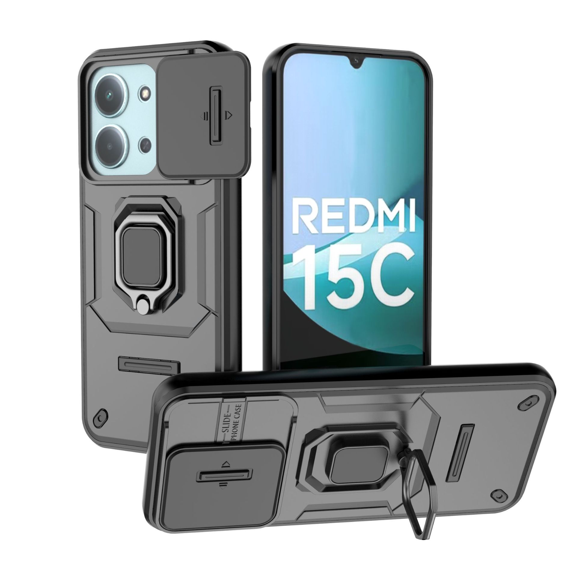 

For Xiaomi Redmi 15 (171.1*82.1*8.2mm) Magnetic Phone Case ,Military-Grade Shockproof Cover for Redmi 15 (171.1*82.1*8.2mm) чёрный