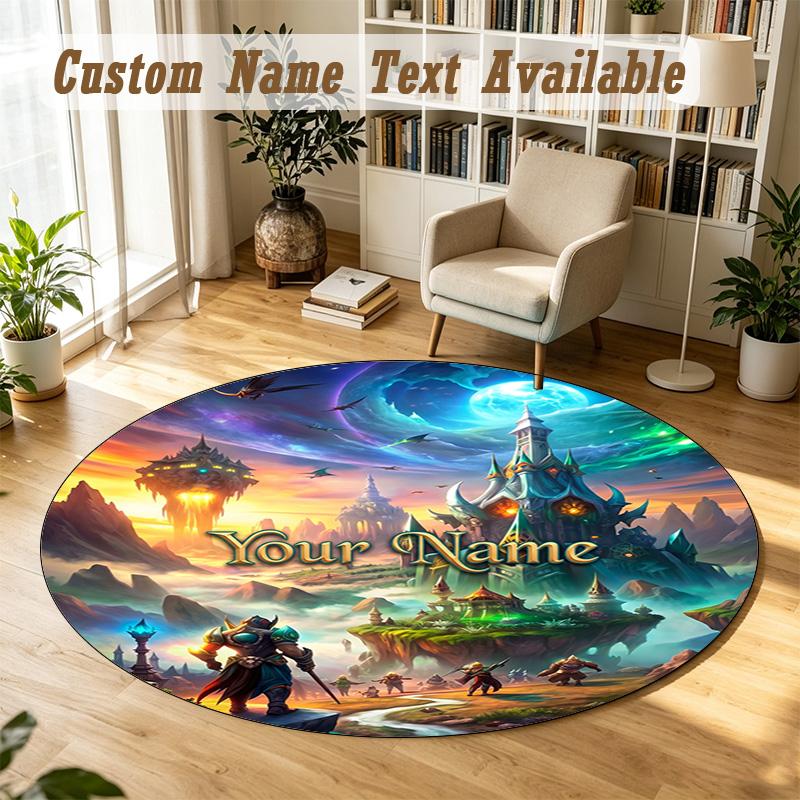 Tapis rond personnalisé World of Warcraft Support Nom personnalisé, Tapis de décoration intérieure doux