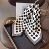 27" Black White Polka Dot Square Scarf Elegant Style Thin Silky Neck Scarf Casual Decorative Hairband For Women