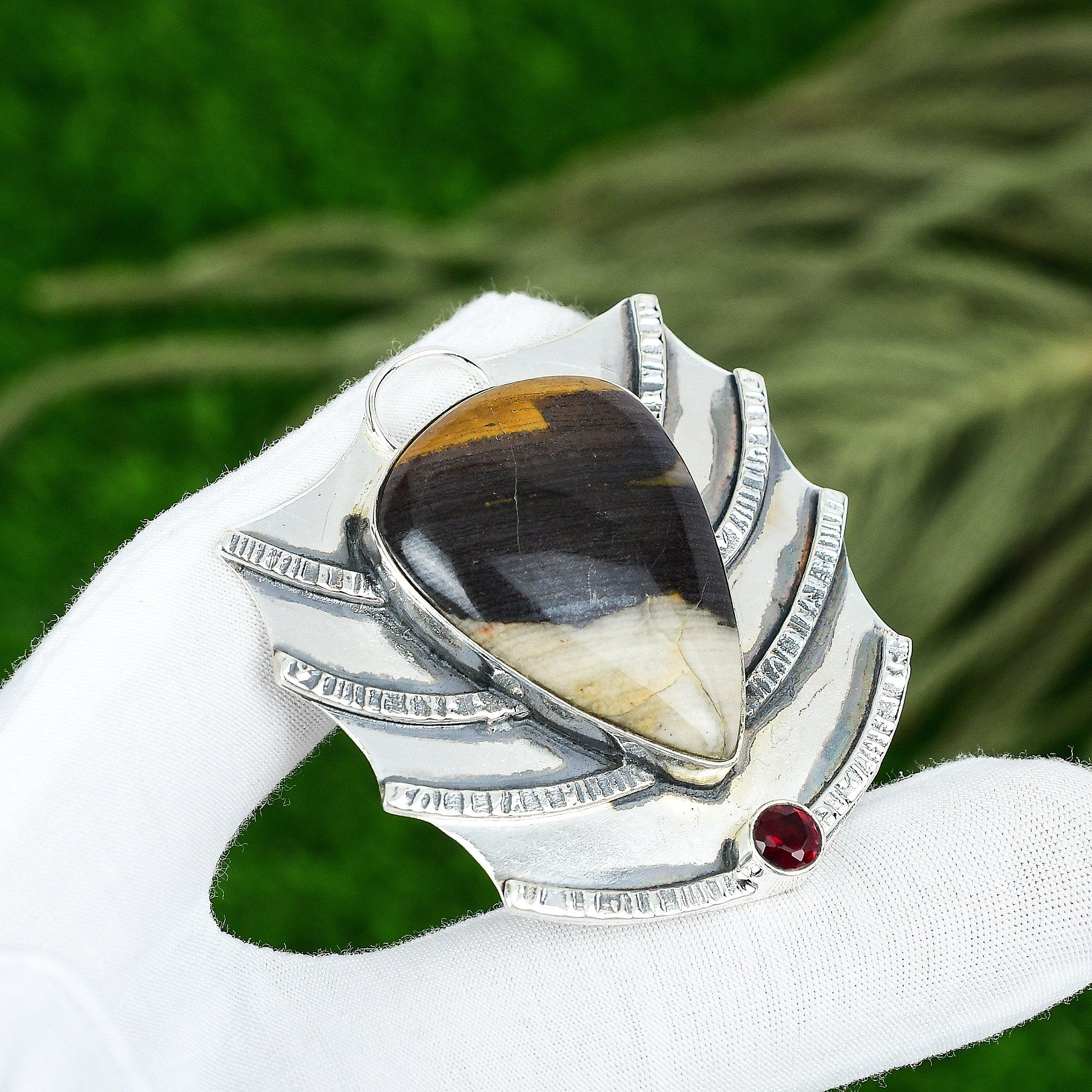 

Mothers day Sale 925 Sterling Silver Peanut Wood Jasper Gemstone Pendant Jewelry