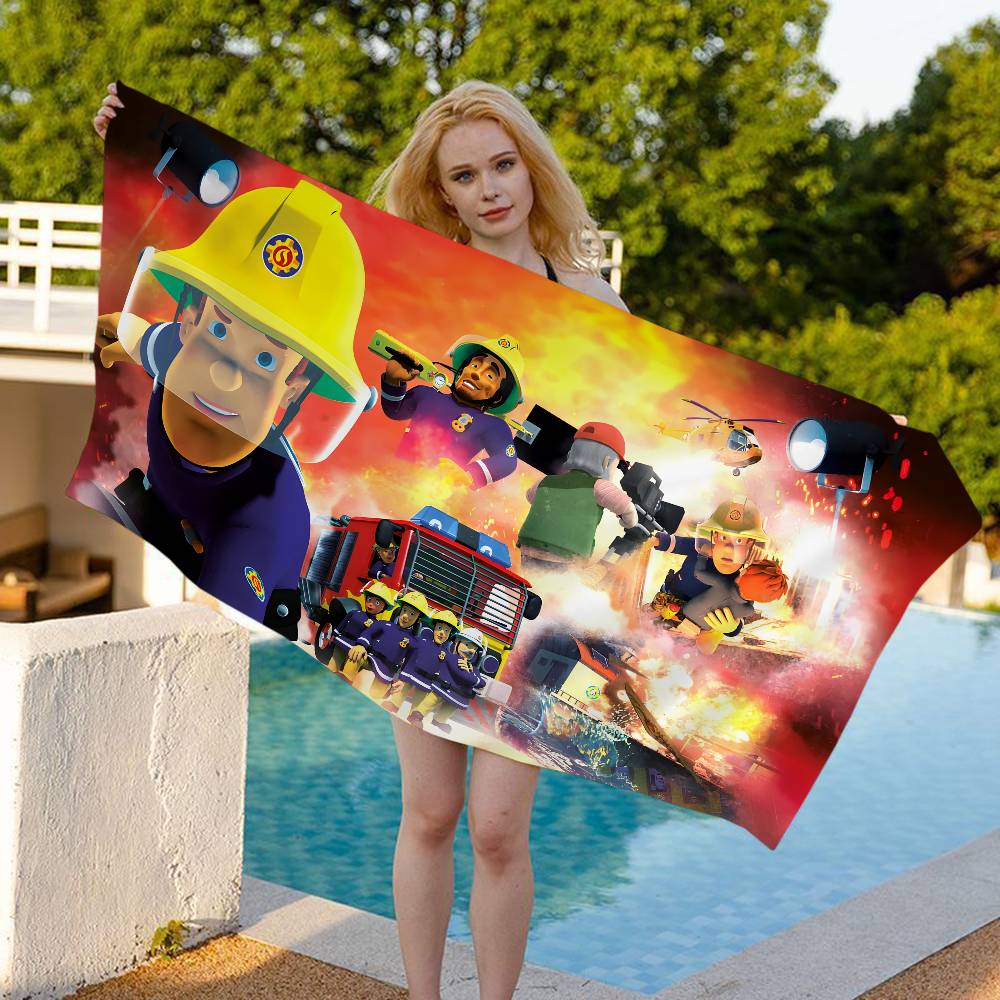 British Animated F-Fireman Sam Beach Towel Colorful Bath Towels For Girl Quick Dry Custom Sand Free Beach Yoga Spa Gym Pool