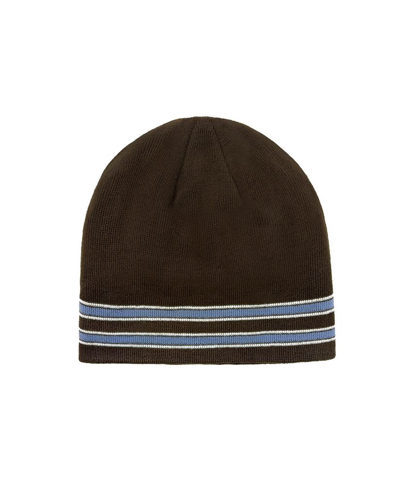 Opeunyadeu(Owai) Striped Metal Logo Beanie - Brown