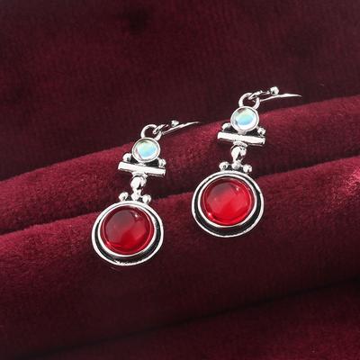 Vintage Earrings for Women Anniversary Gift with Red Zircon Jewelry Premium Earring Earrings Fashion Jewelry