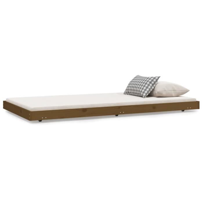 823492 vidaXL Cadre de lit Marron miel 100x200 cm Bois de pin massif