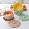 Simple Ceramic Binaural Soup Bowl Noodle Bowl Household Large-Capacity Instant Noodle Bowl With Lid Tableware Soup Basin Snail Powder Bowl