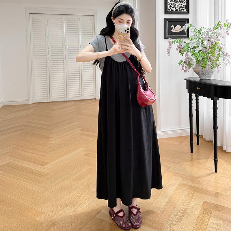 2026 Summer Maternity Set: Casual Short Sleeve Camisole & Skirt Two-Piece XL
