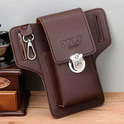 Erkek Deri Kılıflı Kemer Dikey Çok Fonksiyonlu Taşınabilir Telefon Bel Çantası Kart Çantası Anahtarlık Olabilir PU Deri Hediye Yeni