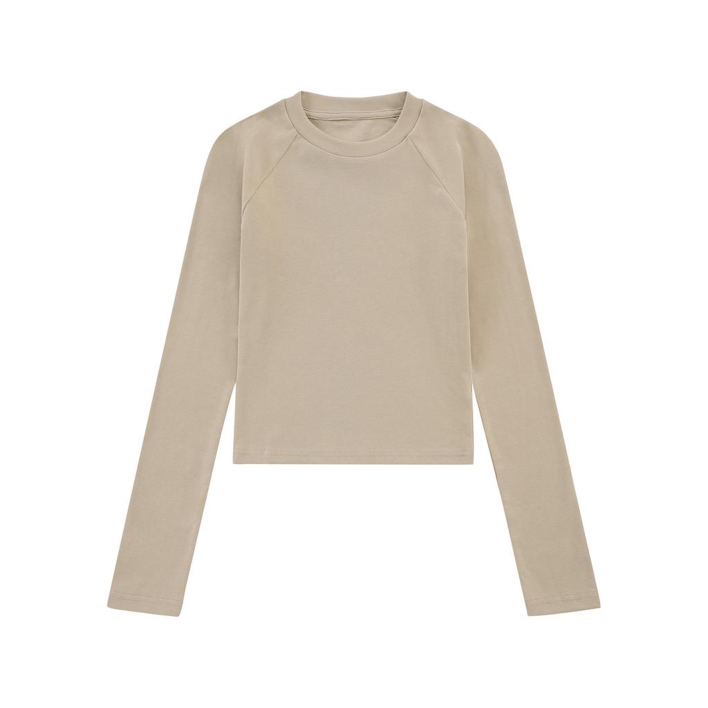 2024 Early Autumn Korean Style Ribbed Slim Fit Long Sleeve Women's T-Shirt with Raglan Sleeves