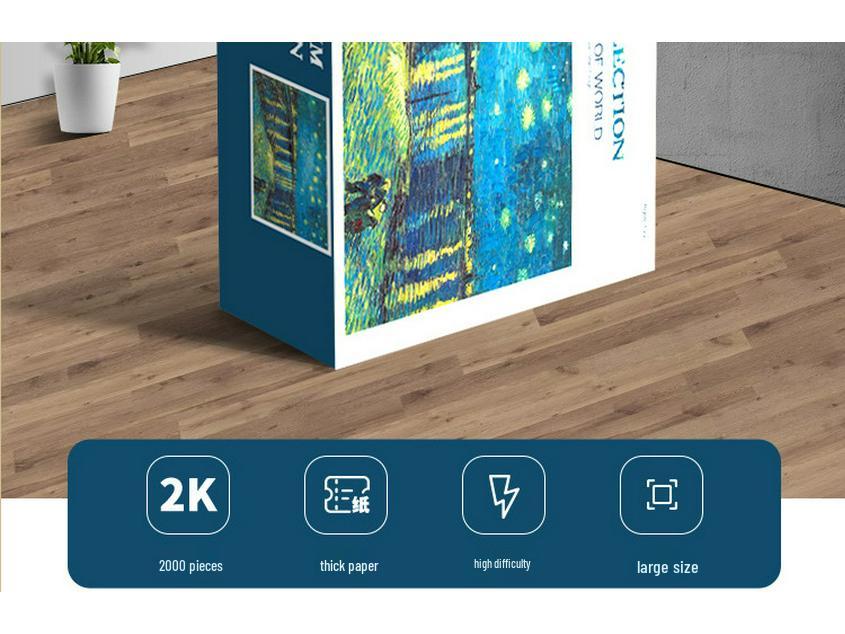 Van Gogh's Starry Night 2000-Piece Jigsaw Puzzle - High Difficulty for Adults 12+