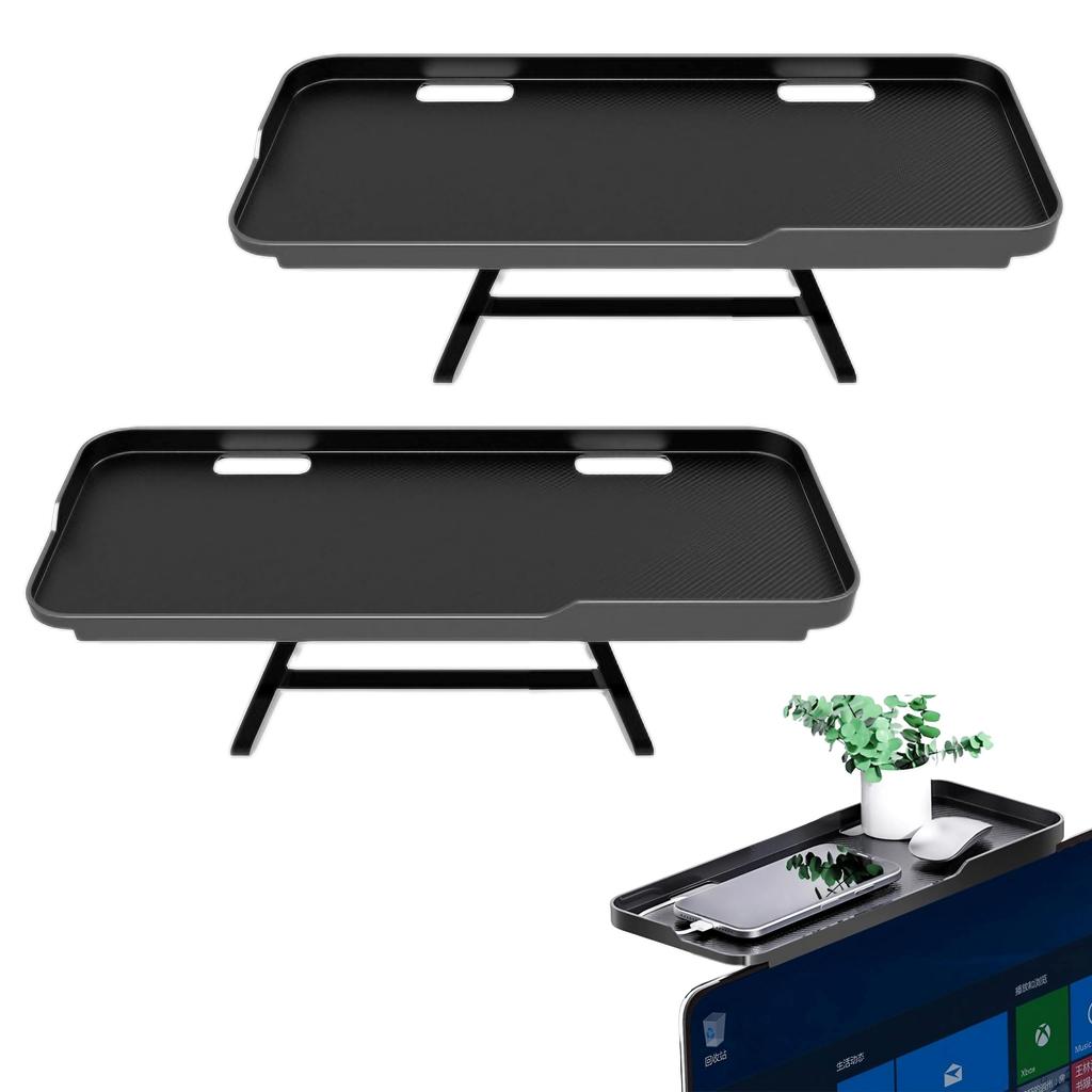 East Leaf Display Board, Monitor Overhead Shelf, Easy Installation, 30cm Wide X 12.5cm Deep, 3kg Weight Capacity, Black, Desk, TV Display (2)