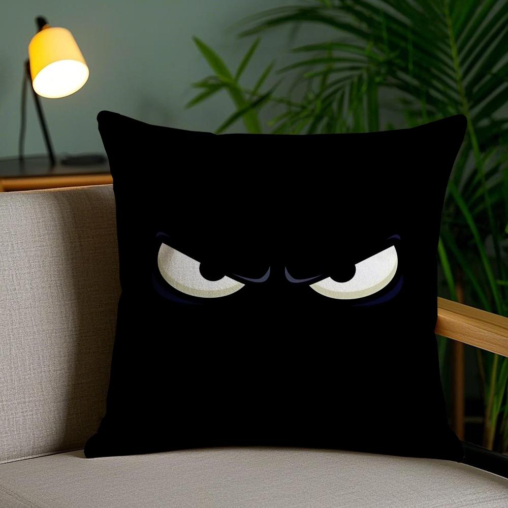 Black Emoticons Cushion Cover Soft Short Plush Double-Sided Printing Home Decor Machine Washable Pillow Case Gift