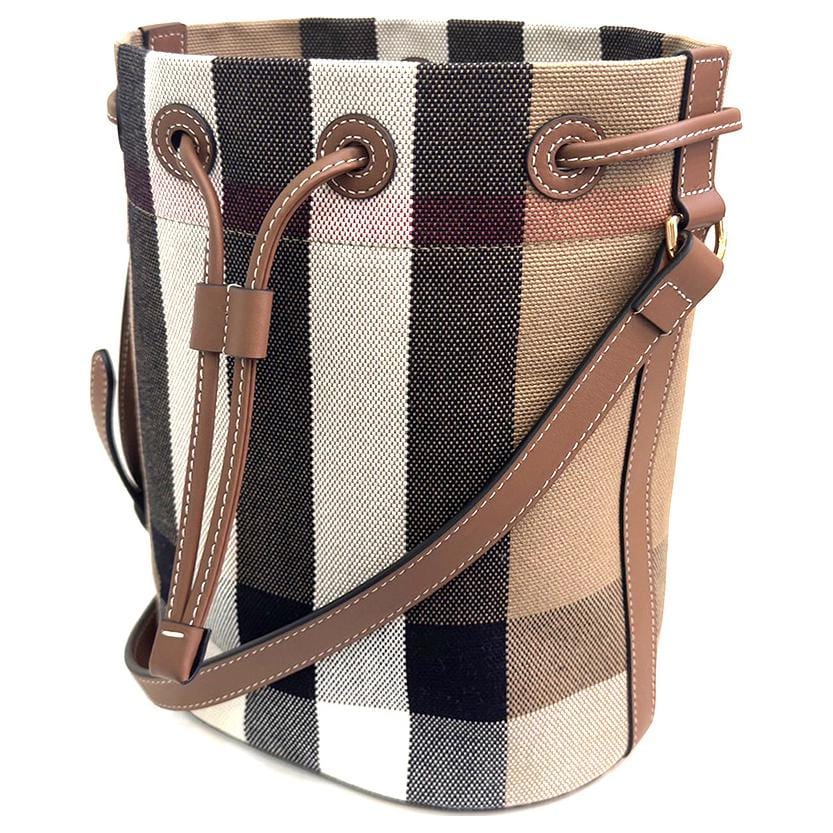 Burberry Cotton Linen Blend With Cow Leather Crossbody Bags Women's Brown 80840451