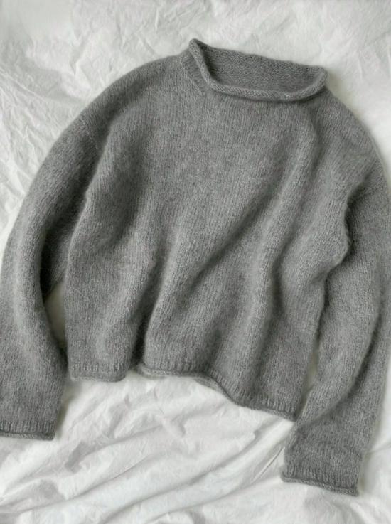 Korean Style Mohair Loose Sweater - Autumn/Winter Round Neck Rolled Hem Pullover for Women